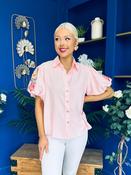 Rua Embellished Detail Pinstripe Blouse Pink