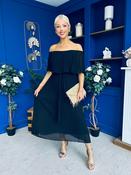 Aileen Pleated Bardot Midi Dress Black image