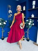 Enya Pleated Midi Occasion Dress Burgundy image