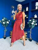 Enya Pleated Midi Occasion Dress Burnt Orange image