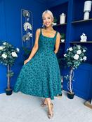 Henrietta Floral Jacquard Square Neck Midi Dress Forest image