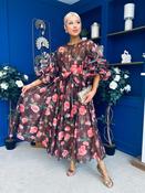 Verona Frill Sleeve Occasion Dress Floral Chocolate image