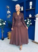 Cait Crochet Top &amp; Chiffon Skirt Set Chocolate image