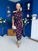 Kylie Off Shoulder Draped Midi Dress Polka Plum image