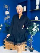 Liah Lace Hem Mini Smock Shirt Dress Black image