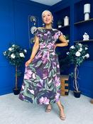 Breffy Asymmetric Neckline Skater Midi Floral Vintage Berry image