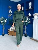 Gracie Satin Pinstripe Top &amp; Trouser Set Green image