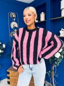 Dolores Chunky Knit Jumper Pink &amp; Chocolate image