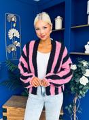 Vivian Chunky Knit Cardi Pink &amp; Chocolate