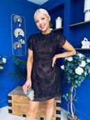 Ami Tulip Sleeve High Neck Mini Dress 3D Floral &amp; Sequin Coco