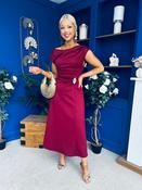 Gillian Gold Buckle Detail Midi Dress Wine