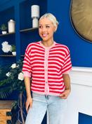 Helena Detailed Light Knit Cardi Red
