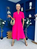 Simone Short Sleeve Midi Dress Hot Pink