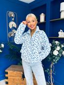 LuLu Half Zip Fleece Leopard Blue