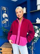 Mimi Contrast Block Colour Full Zip Fleece Wine