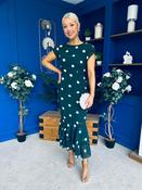 Roxy Boat Neck Frill Detail Midi Ploka Forest