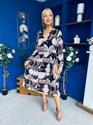 Kiley Pleated Midi Dress Geo Autumn