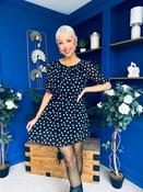 Leanne Ruched Detail Mini Dress Polka Black