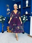 Orlaith Detailed Chiffon Midi Dress Floral Purple