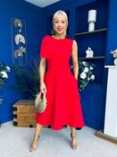 Caitlin Bow Detail Midi Dress Red