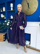 Matilda Crochet Shirt Midi Dress Purple