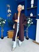 Avril Detailed Longline Coat Chocolate image