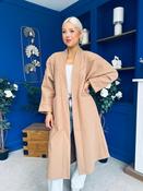 Avril Detailed Longline Coat Beige image