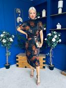 Lauren Floral High Neck Gold Buckle Midi Dress Autumn image