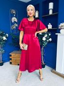 Brooklyn Bow Detail Satin Midi Dress Wine image