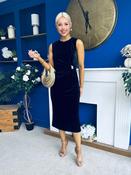 Louisa Velvet Gold Buckle Midi Dress Black image