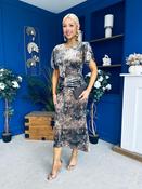 Cleo Ruched Detail Midi Dress In Abstract Gold Print Velvet image