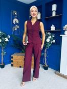 Ophelia Scallop Edged Waistcoat And Jo Pleat Trouser Burgundy