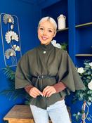 Freah Detailed Cape Jacket Khaki image