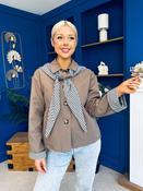 Maria Detailed Check Scarf Jacket Taupe