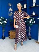 Elaine Polka Dot Midi Shirt Dress in Chocolate image
