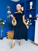 Reagan Gold Broach Detail Midi Dress Black image