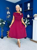 Reagan Gold Brooch Detail Midi Dress Wine image