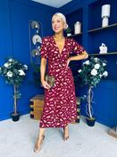 Kendra Gold Leaf Detail Midi Dress Wine image