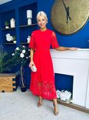 Oran Crochet Detail Occasion Dress Red image