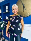 Heather Pleat Detail Top Floral Black image