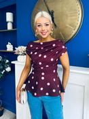 Heather Pleat Detail Top Polka Burgundy image