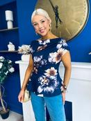 Heather Pleat Detail Top Floral Navy image