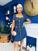 Helena Tweed Pearl Button Mini Dress Blue image