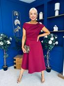 Keegan Gold Broach Detail Midi Dress Wine image