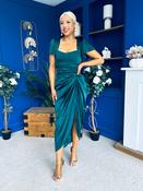 Laura Flutter Sleeve Gathered Midi Dress Green image