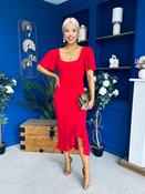 Darcie Flaired Sleeve Frill Midi Dress Red image