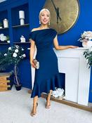 Felicity Asymmetric Frill Hem Midi Dress Navy image