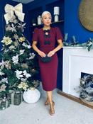 Emma Cut Out Bow Midi Dress Wine image