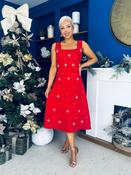 Sabrina Pearl Embellished Occasion Dress Red image
