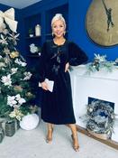 Muireann Bow Detail Studded Velvet Midi Dress Black image